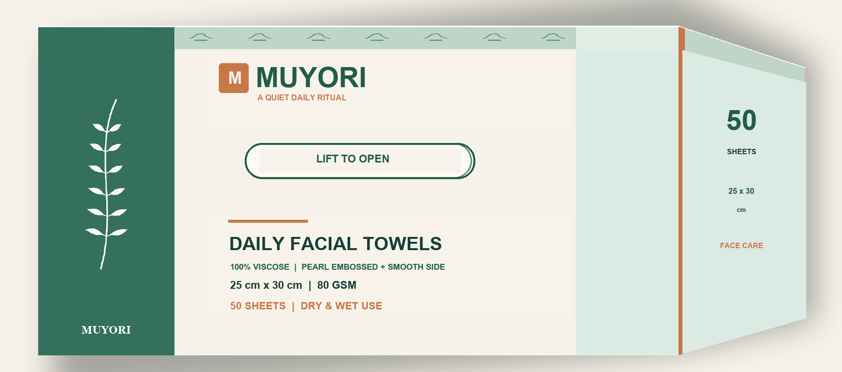 MUYORI facial towel packaging concept